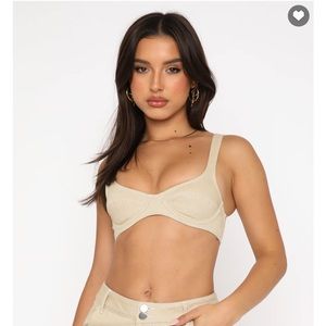 Oatmeal bra-style crop top. size x-small.